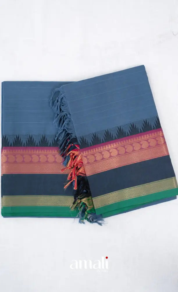 Swara Unstitched Salwar - Dusty Blue and Navy Blue salwar